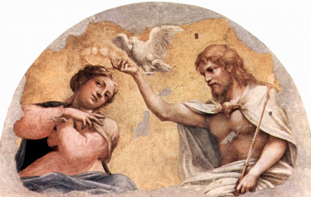 Frescos en la iglésia de San Giovanni Evangelista en Parma, luneta del ábside, escena