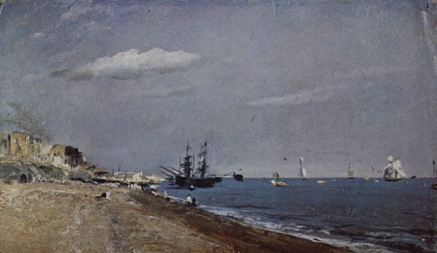 Playa de Brighton con barcos de vela (barcos carboneros delante de Brighton)