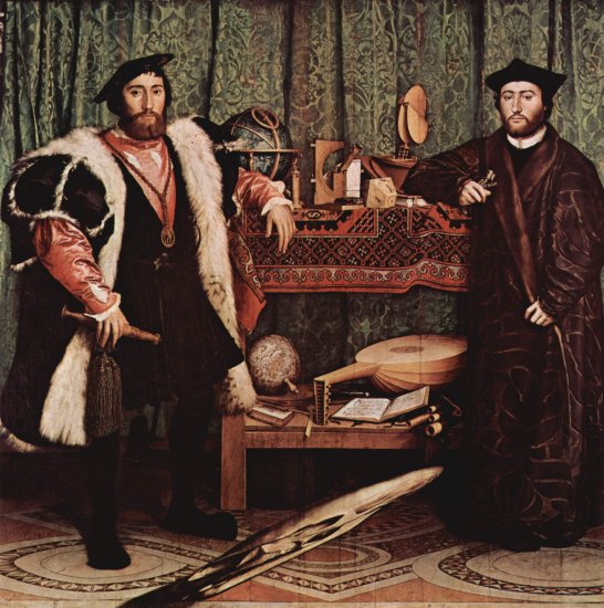  Porträt der französischen Gesandten Jean de Dinteville und Georges de Selve am Hof von England, Detail
