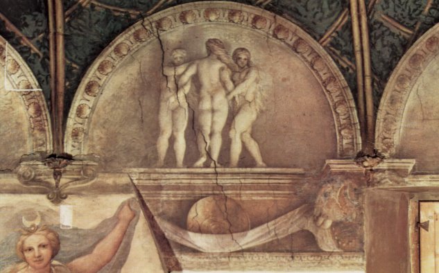 Fresco de techo en el monastrio de monjas de San Paolo en Parma, luneta, escena